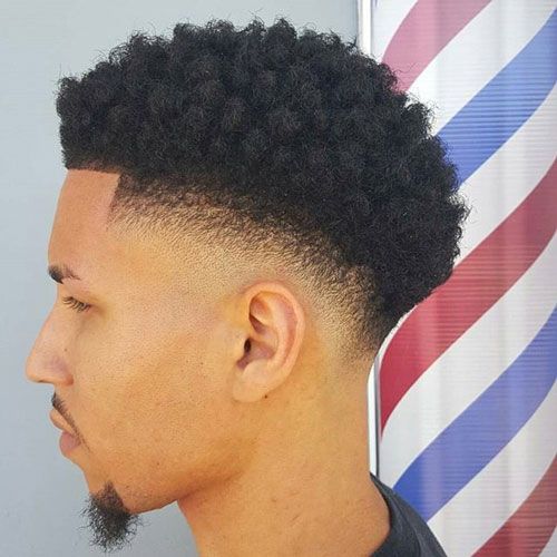 Afro Temple Drop Fade with Dense Top Volume