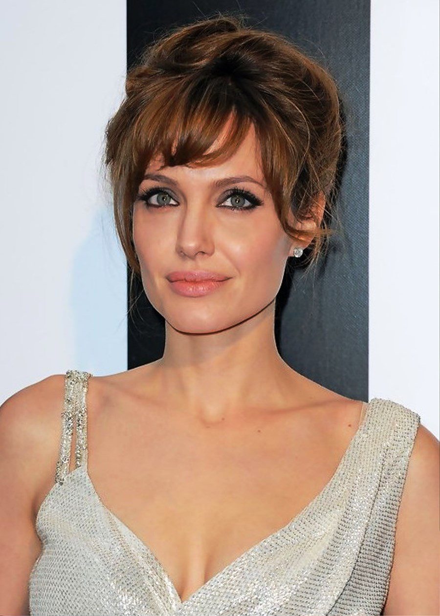 Angelina Jolie Loose Updo With Bangs