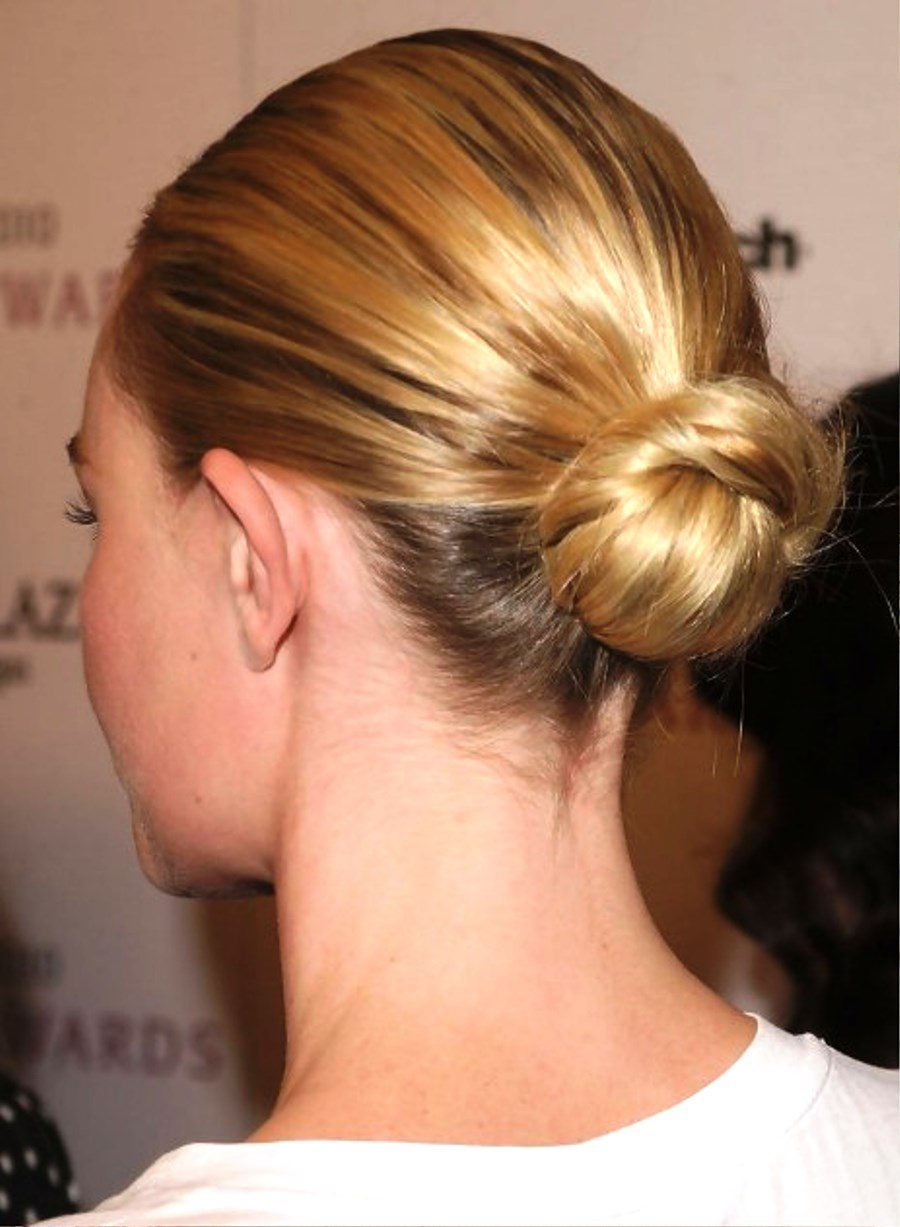 Back View Of Sleek Bun Updo Hairstyle