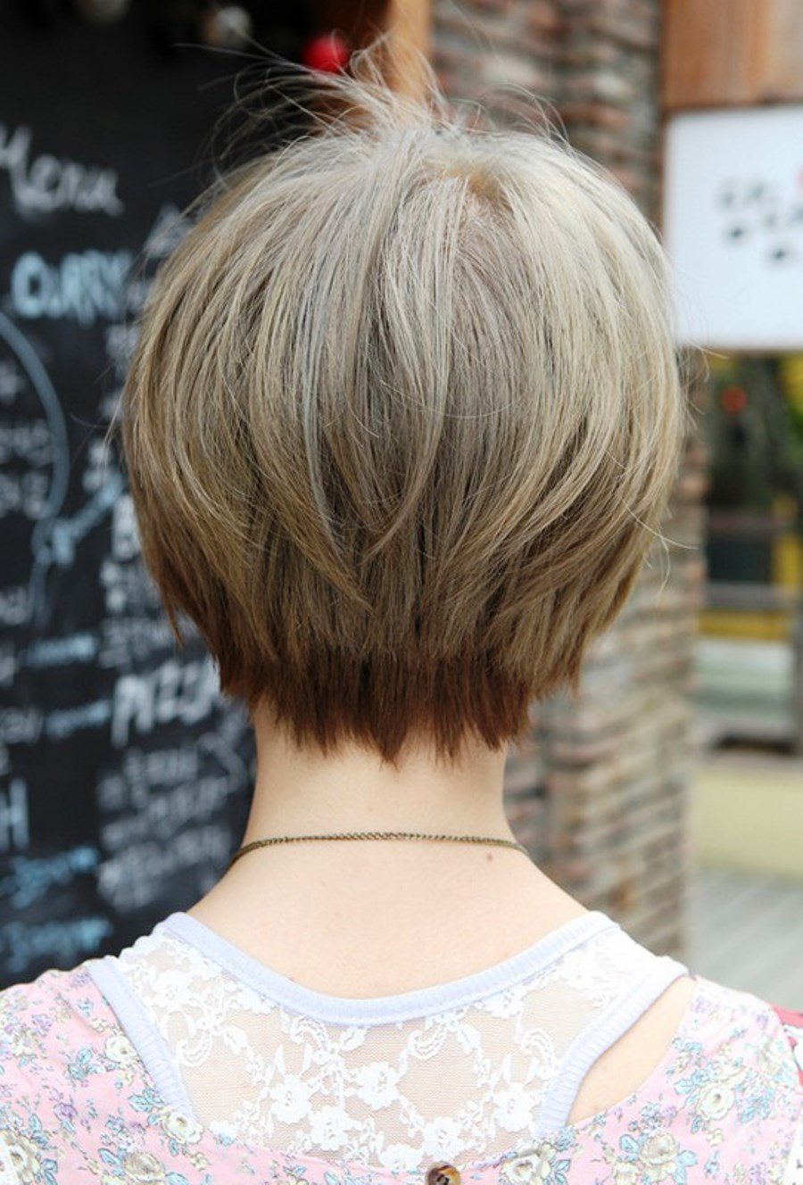 Back View Of Trendy Short Straight Hairstyle