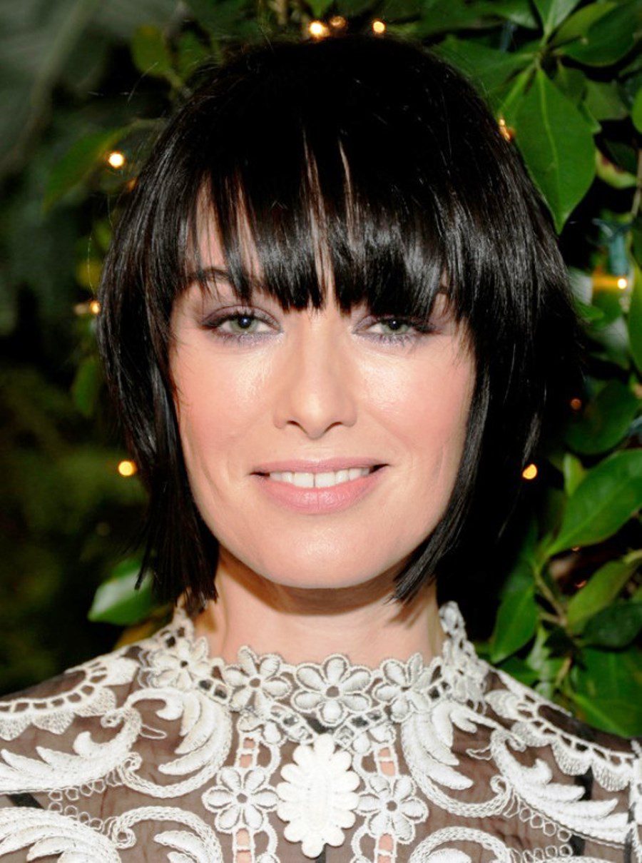 Black Bob Hairstyle With Blunt Bangs