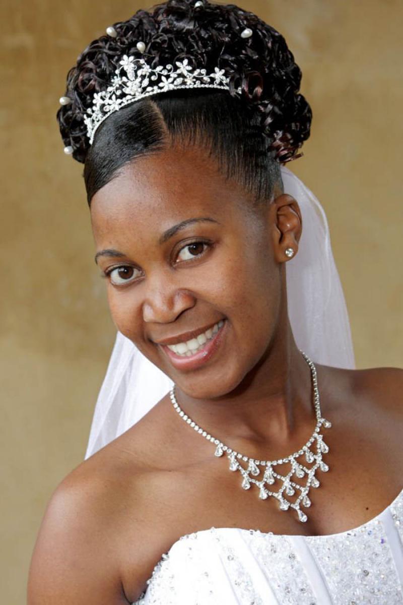 Black Wedding Hairstyles with Tiara