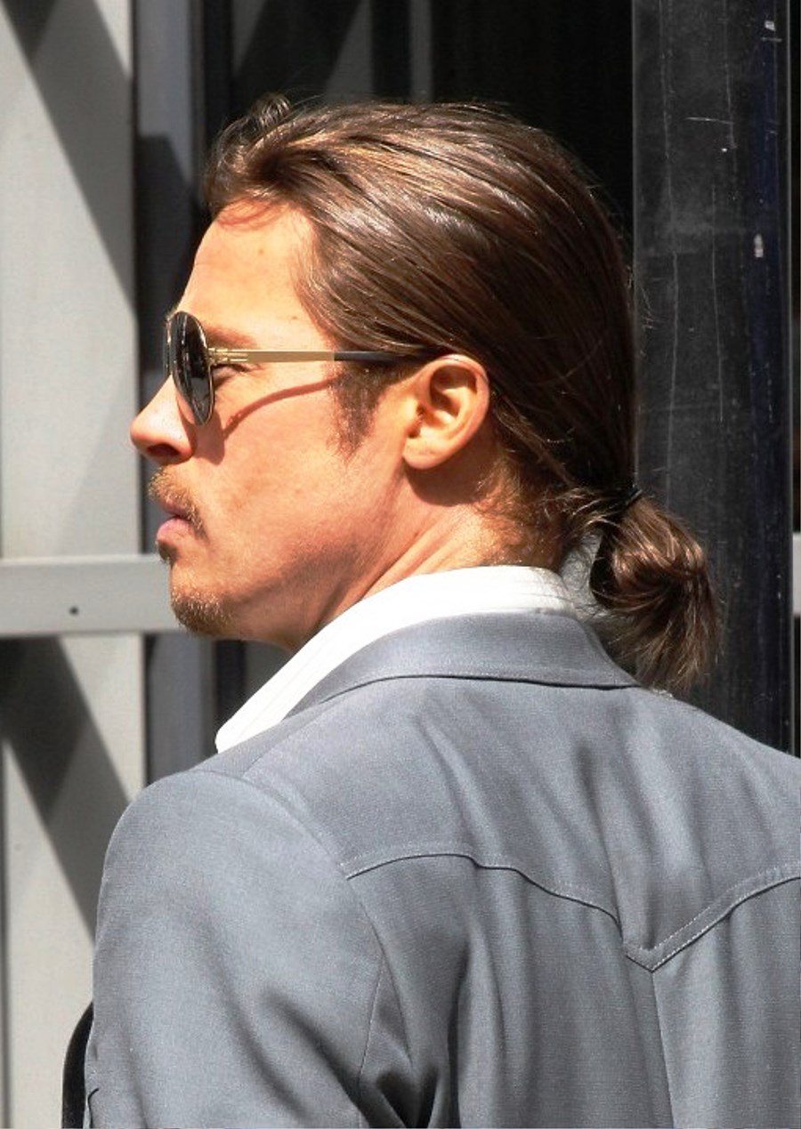 Brad Pitt Ponytail Hairstyle