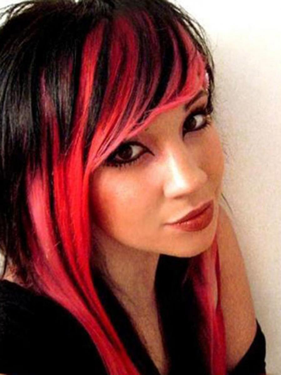 Bright Red and Black Hairstyles