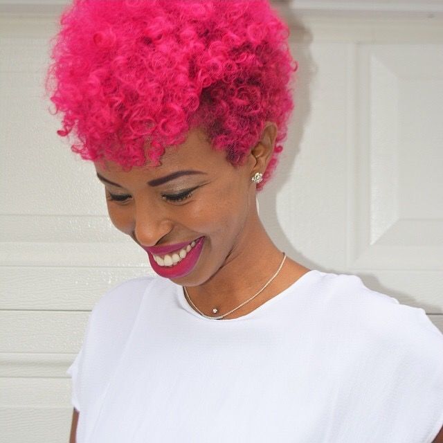 Bright Short Natural Pink Afro