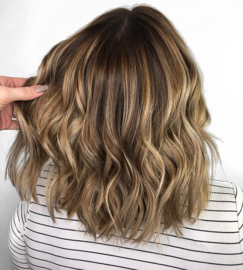 Brown Lob with Highlights