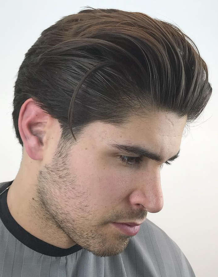 Brushed Back Hair with Long Sides