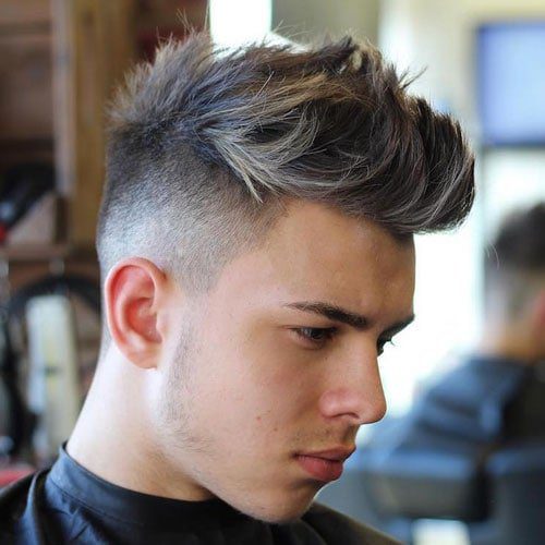 Brushed Quiff with Faded Sides
