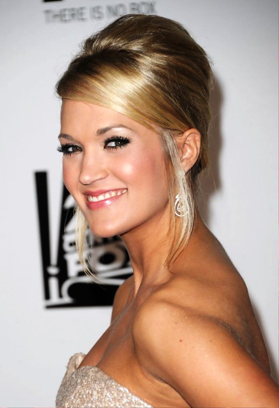 Carrie Underwood Classic Sleek French Twist Updo Hairstyle