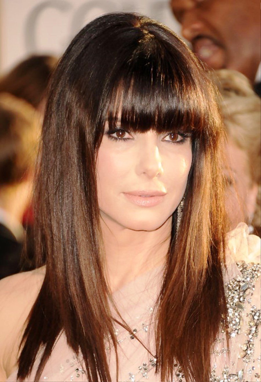 Celebrity Long Sleek Hairstyle With Blunt Bangs