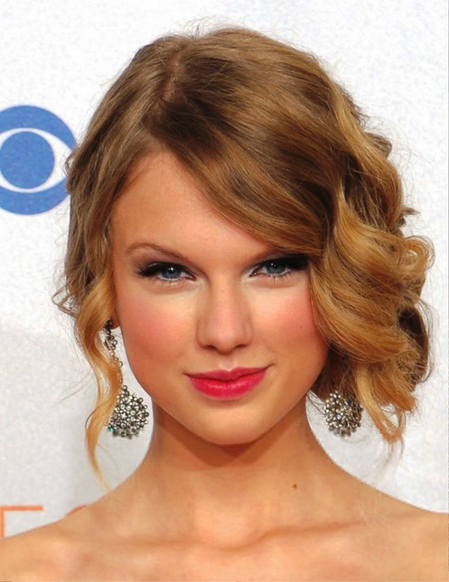 Celebrity Side Swept Curly Updos