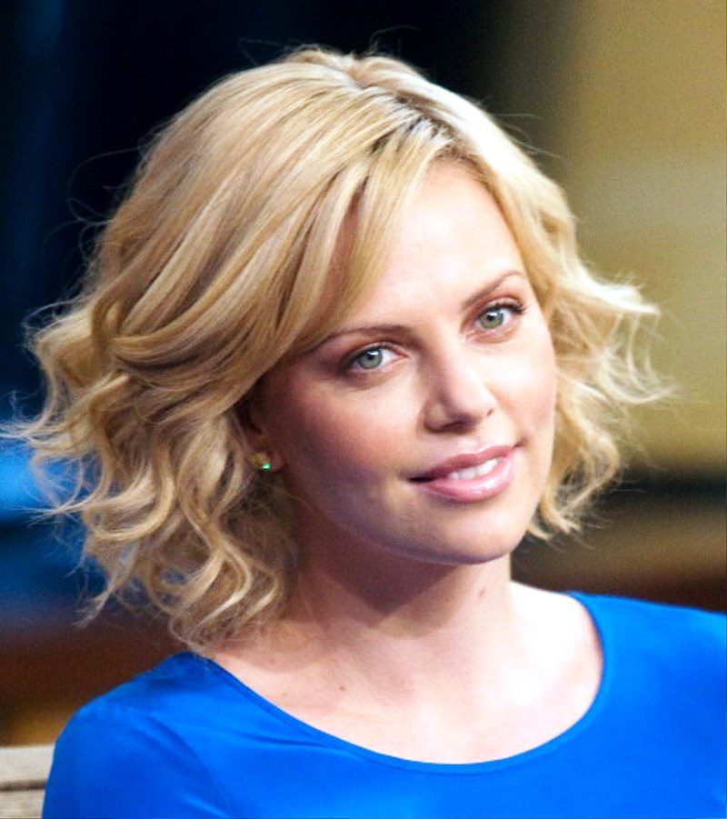 Charlize Theron Layered Curly Bob Hairstyle