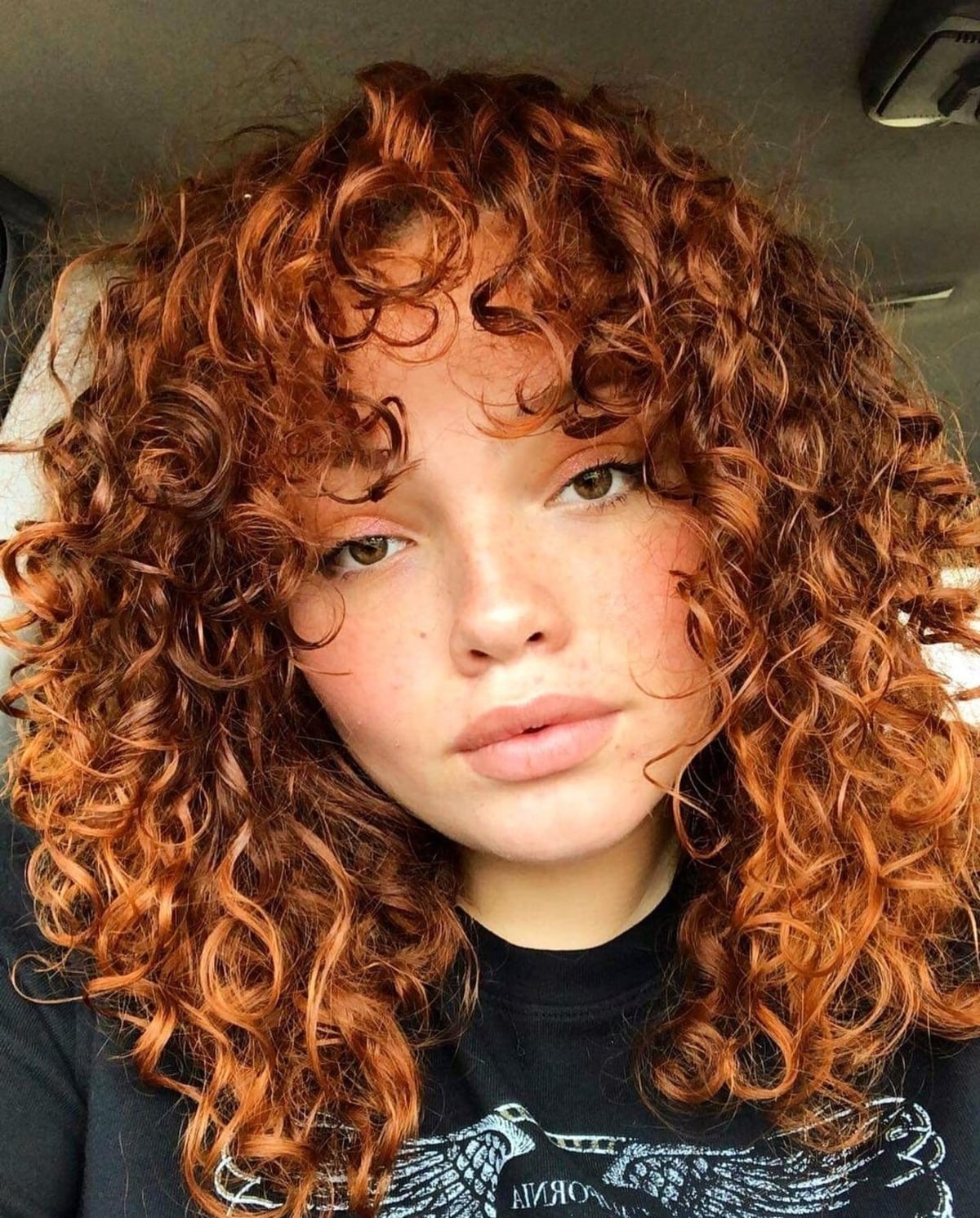 Copper Curls on Medium Length Hair