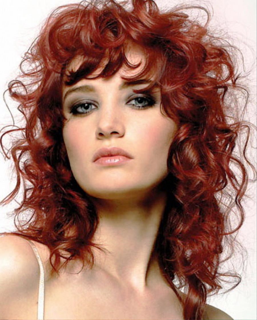 Curly Natural Hairstyles With Red Color
