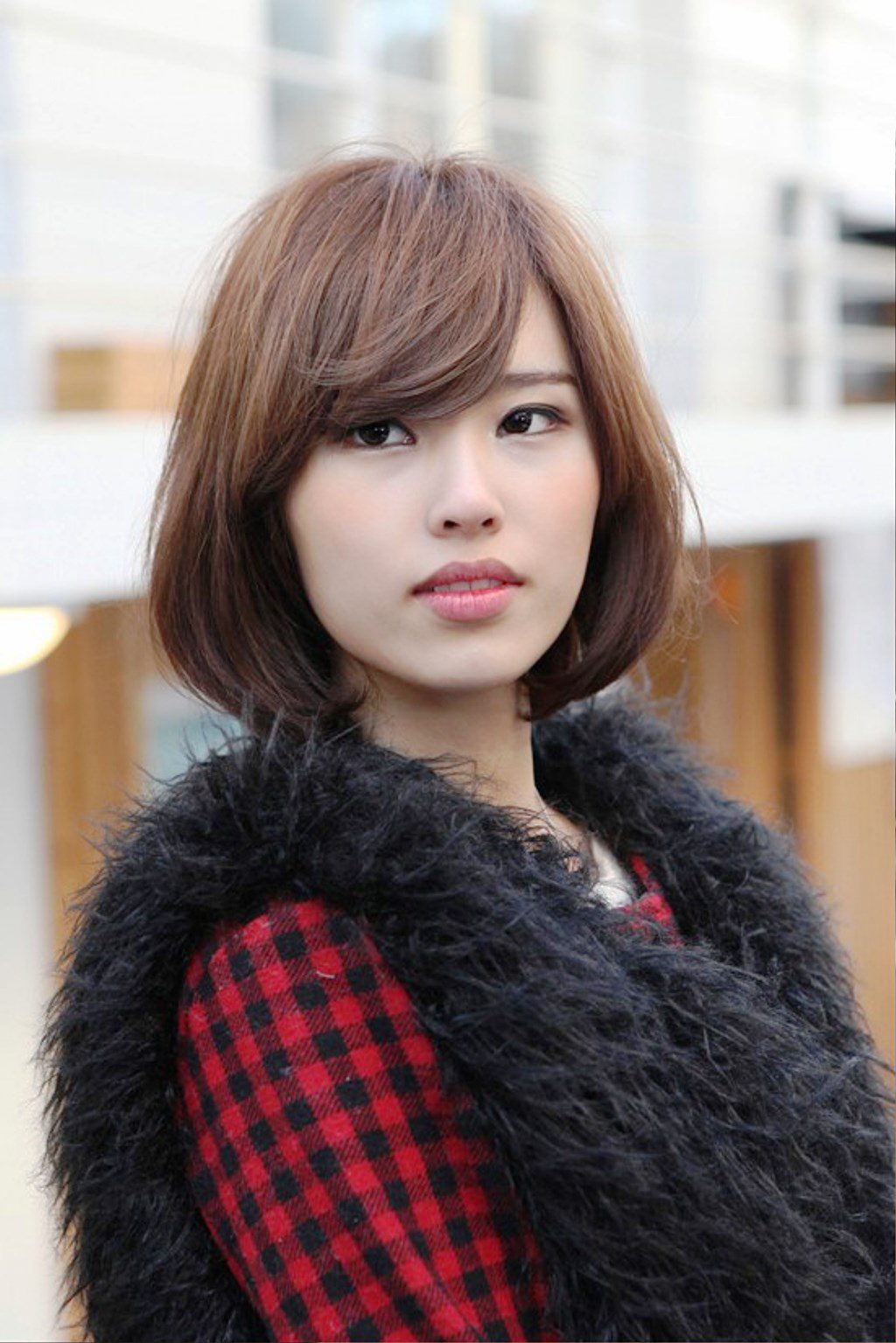 Cute Asian Bob With Side Swept Bangs