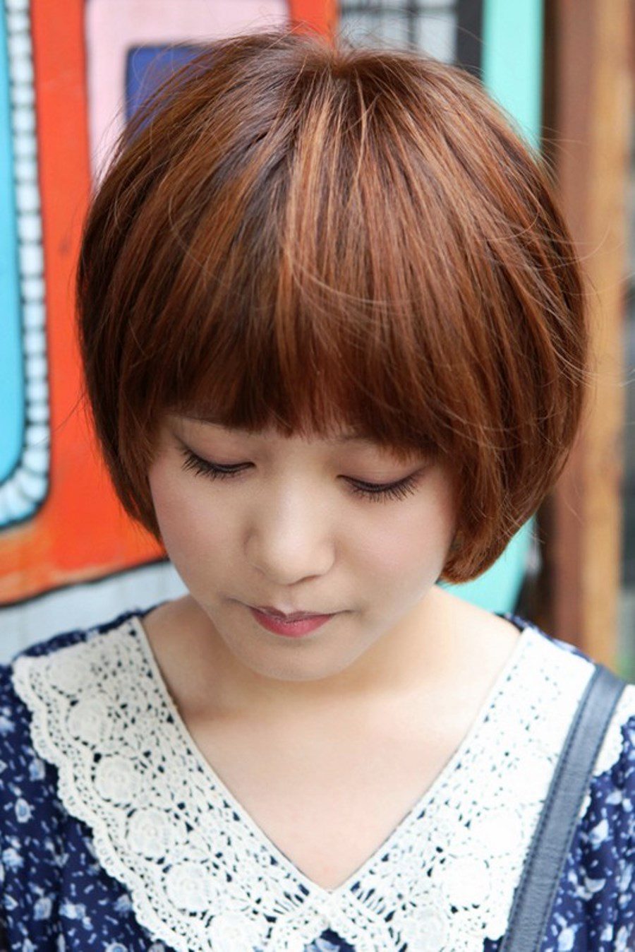 Cute Korean Bob Hairstyle With Blunt Bangs