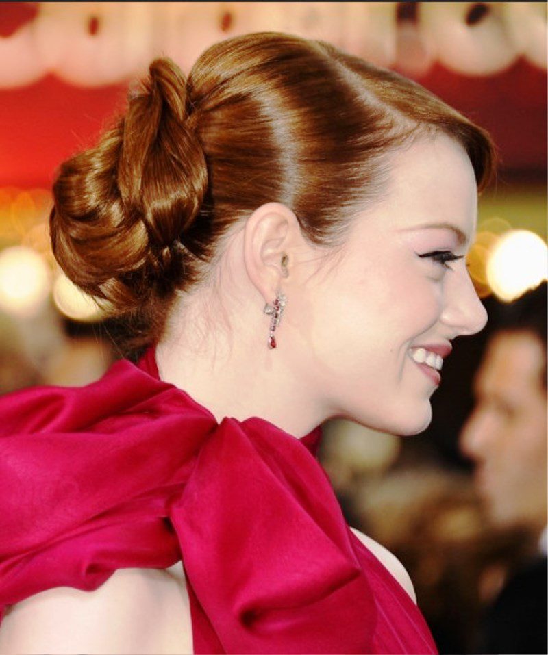 Emma Stone Casual Sleek Updo Hairstyle
