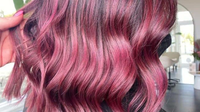Cute Fun and Outgoing Magenta Red on Medium Hair