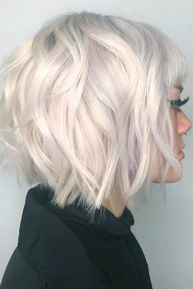 Gray and Platinum Bob with Chopped Ends