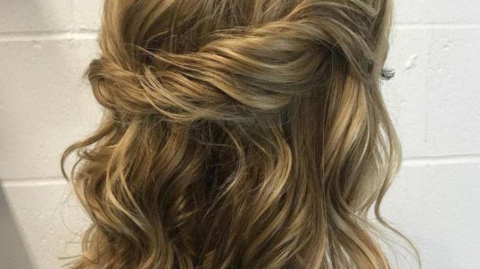 Cute Half Updo with Loose Curls on Mid-Length Hair