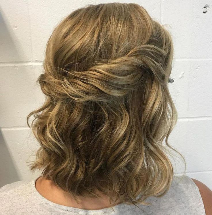 Half Updo with Loose Curls on Mid-Length Hair