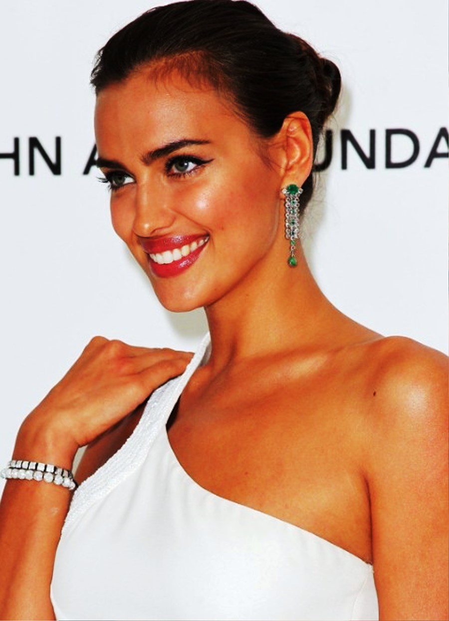 Irina Shayk Tightly Twisted Knot Updo Hairstyle