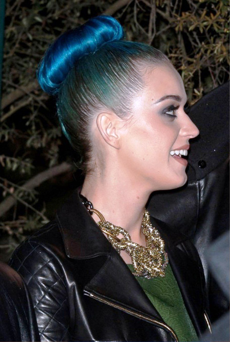Katy Perry Blue Bun Updo Hairstyle