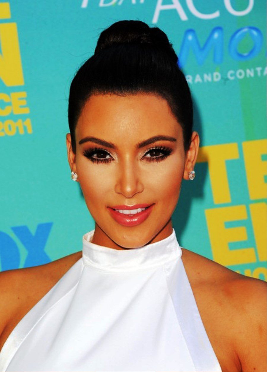 Kim Kardashian Bun Updo Hairstyle