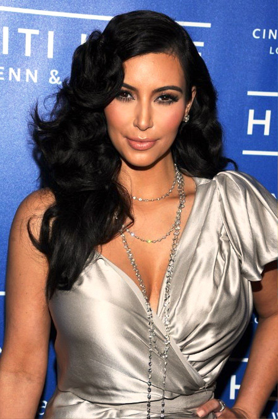 Kim Kardashian Curly Black Hairstyle For Long Hair