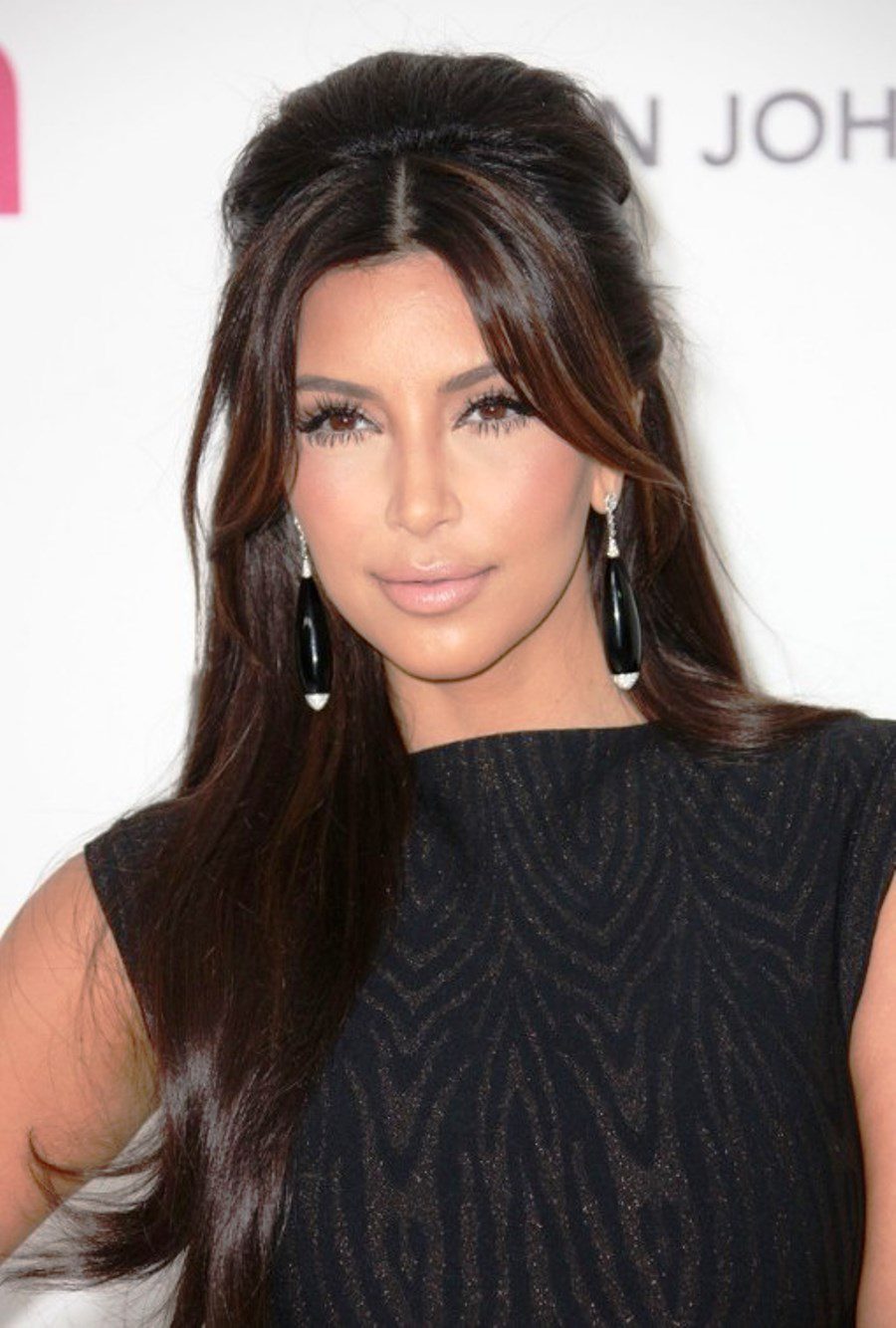 Kim Kardashian Shiny Long Hairstyles