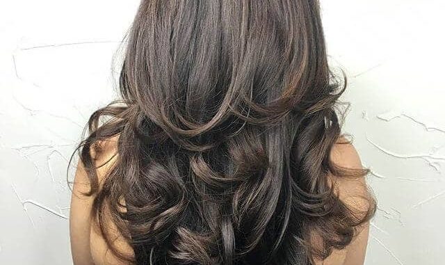Layered Brunette Hair with Curled Ends