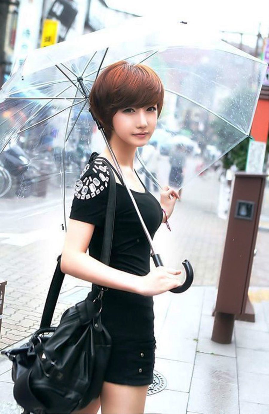 If you are looking for Layered Short Red Bob Haircut With Swept Bangs For W...