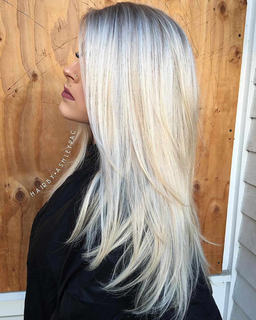 Long Layered White Blonde Hair