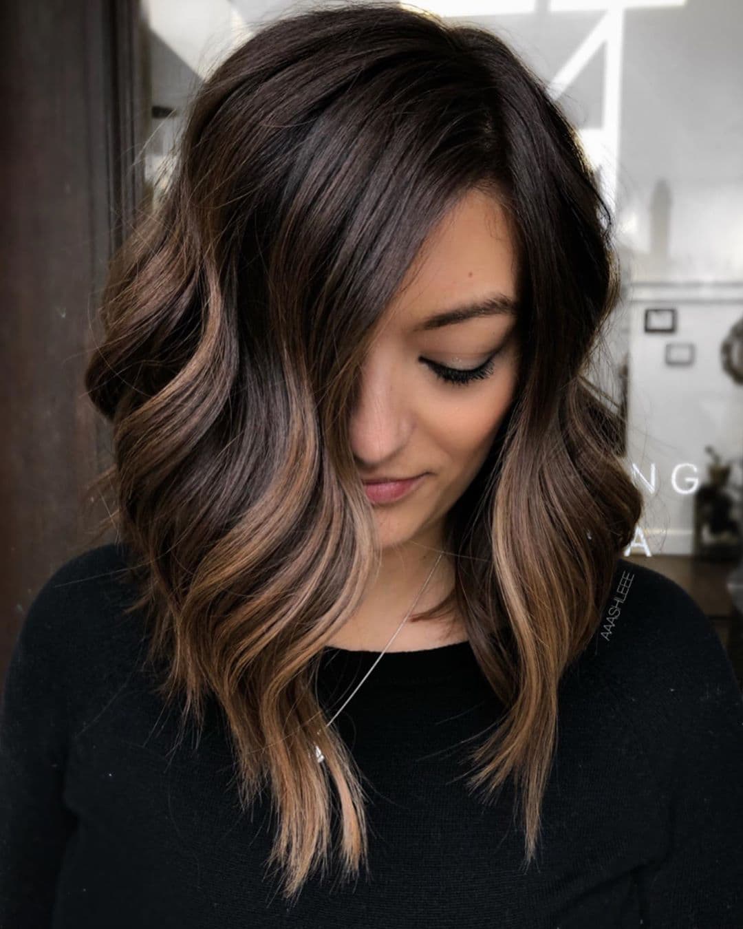 Long Textured Bob with Bronde Balayage