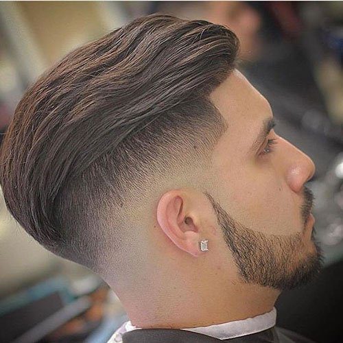 Long Textured Slick Back Fade