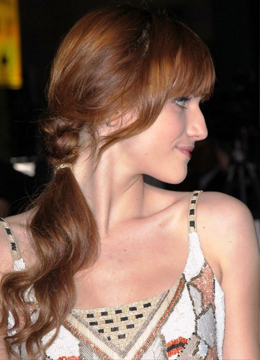 Lovely Braided Hairstyle With Curls Bangs1
