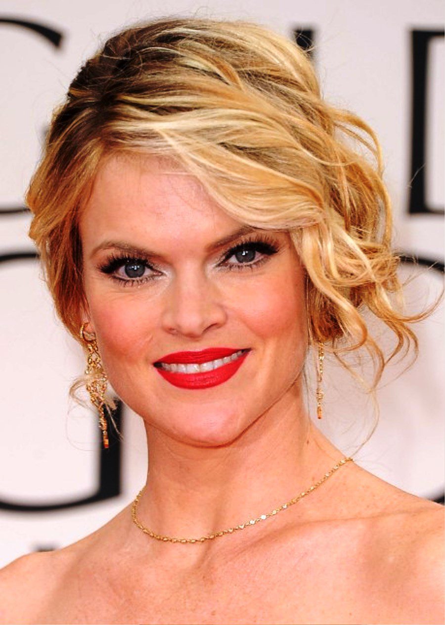 Missi Pyle Messy Updo Hairstyle With Side Bangs