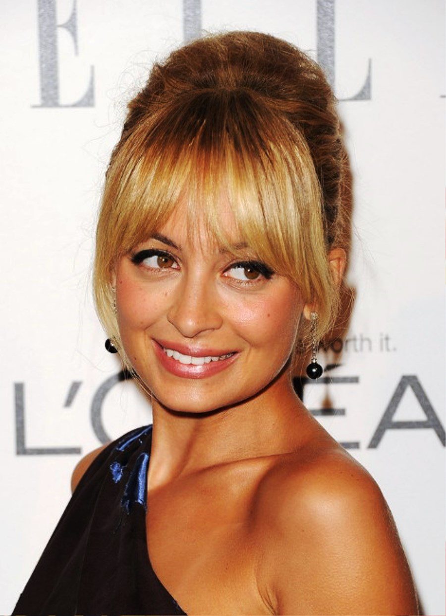 Nicole Richie French Twist With Bangs
