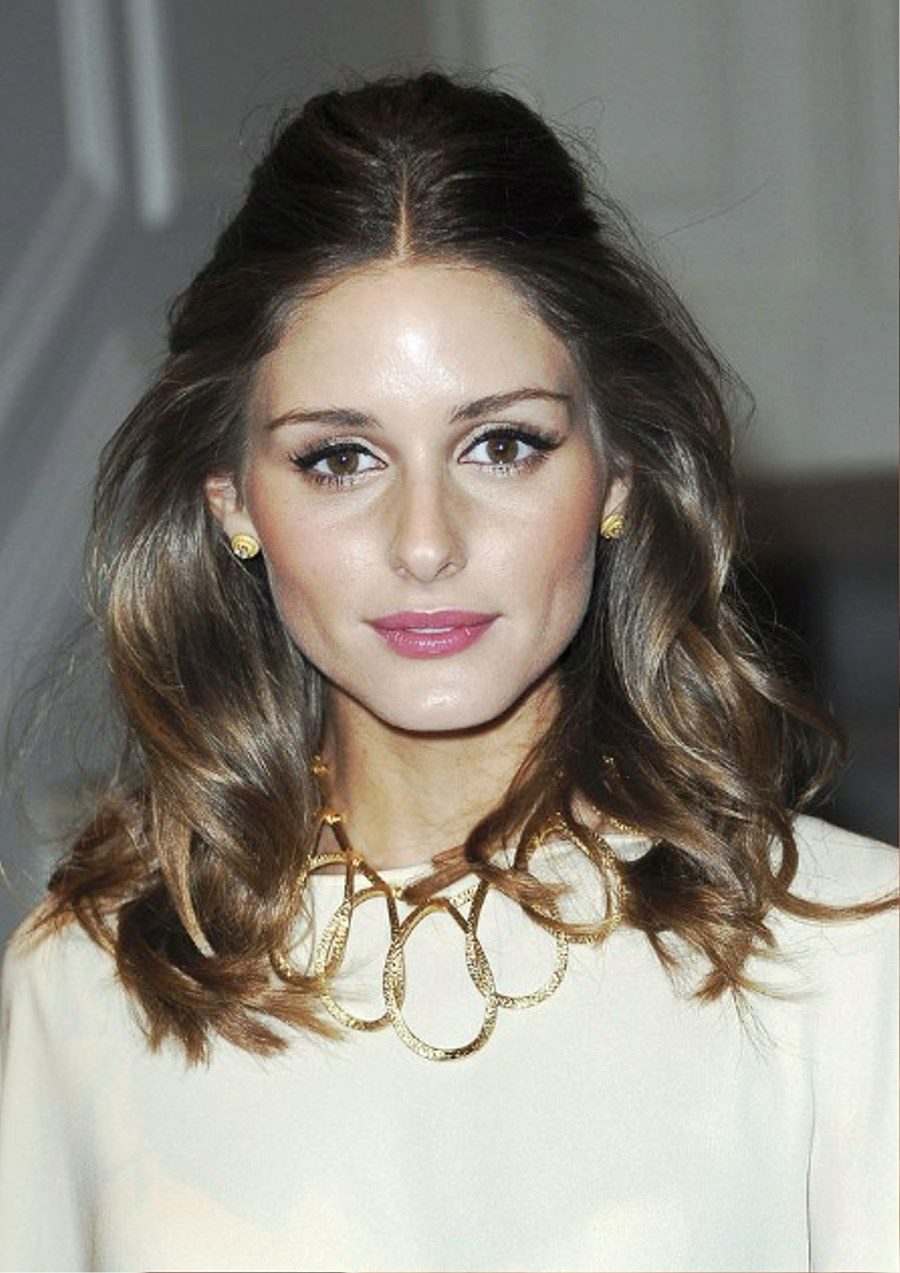 Olivia Palermo Half Up Half Down Hairstyle With Loose Waves