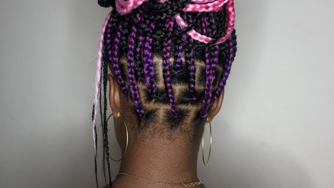 Pink and Black Knotless Braids