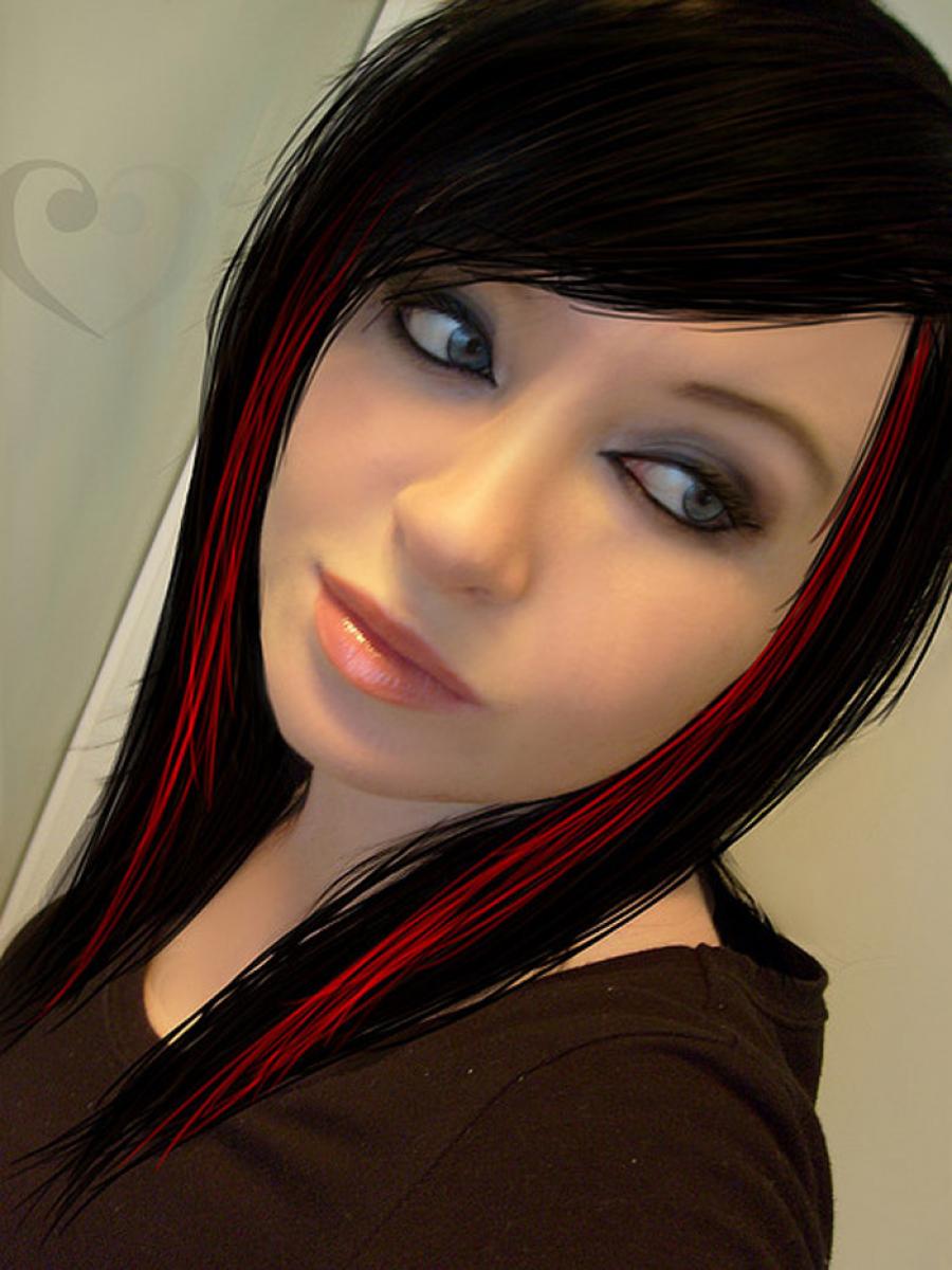 Red and Black Hairstyles for Girls