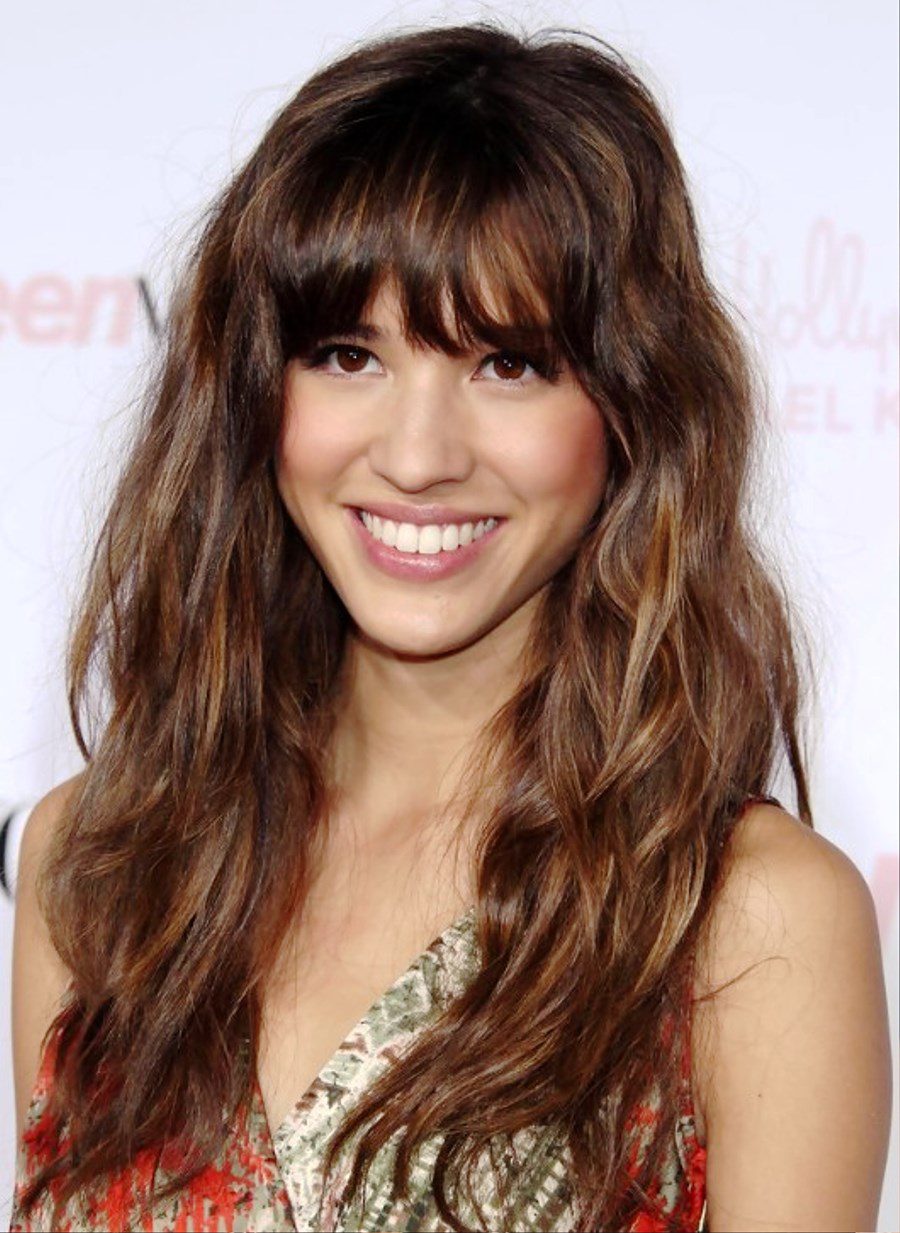 Relaxed Long Curly Hairstyle With Bangs