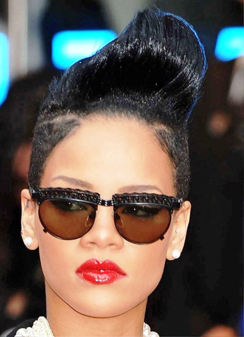 Rihanna Black Pompadour Hairstyle