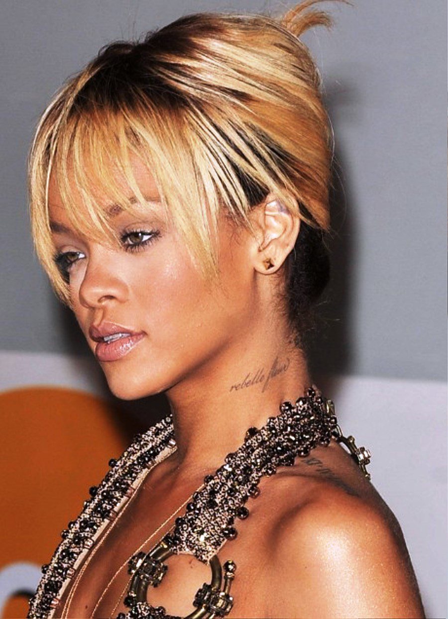 Rihanna French Twist Updo Hairstyle