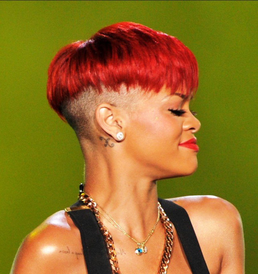 Rihanna Red Boy Cut