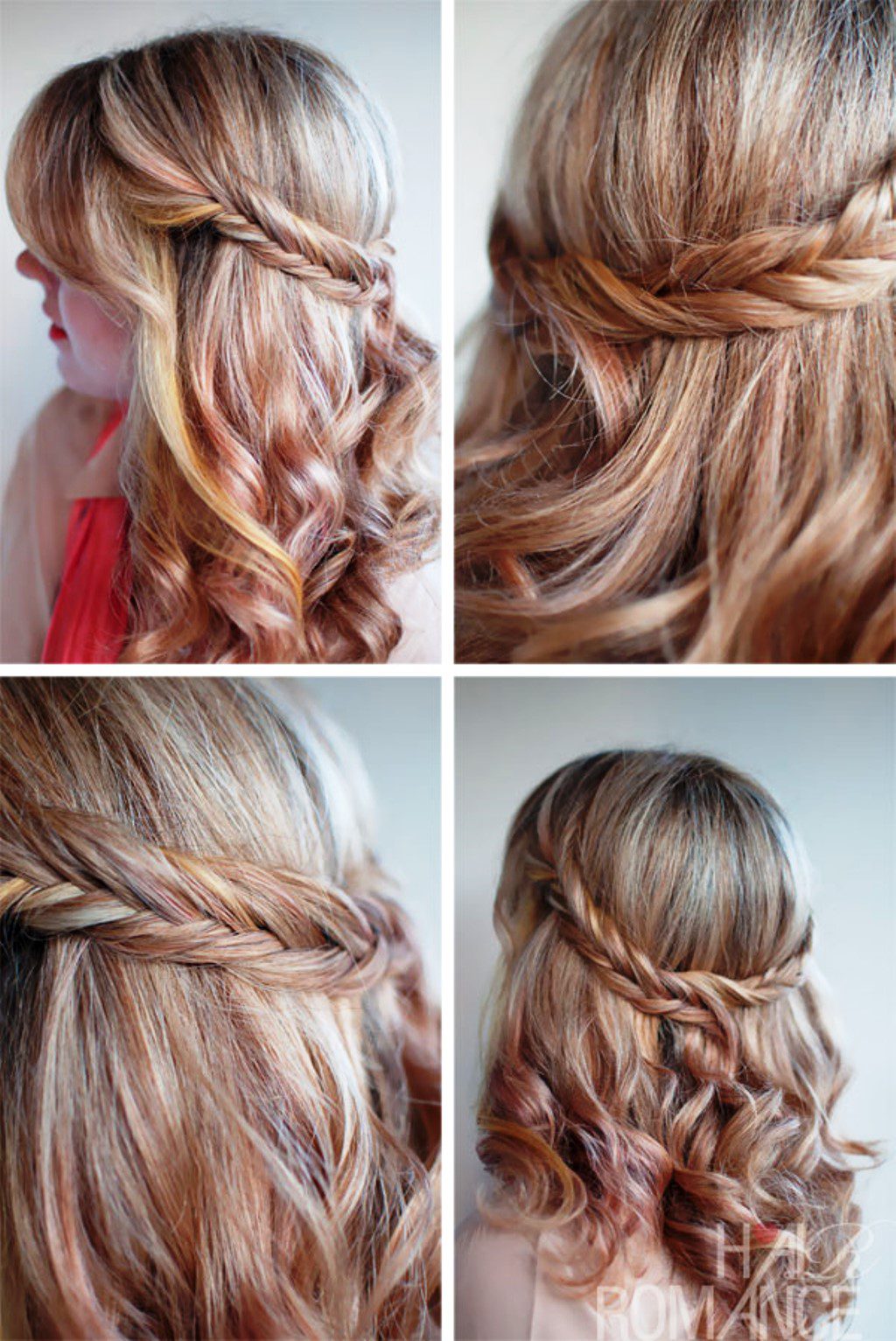 Romantic Soft Curly Fishtail Half Crown Hairstyle For Wedding