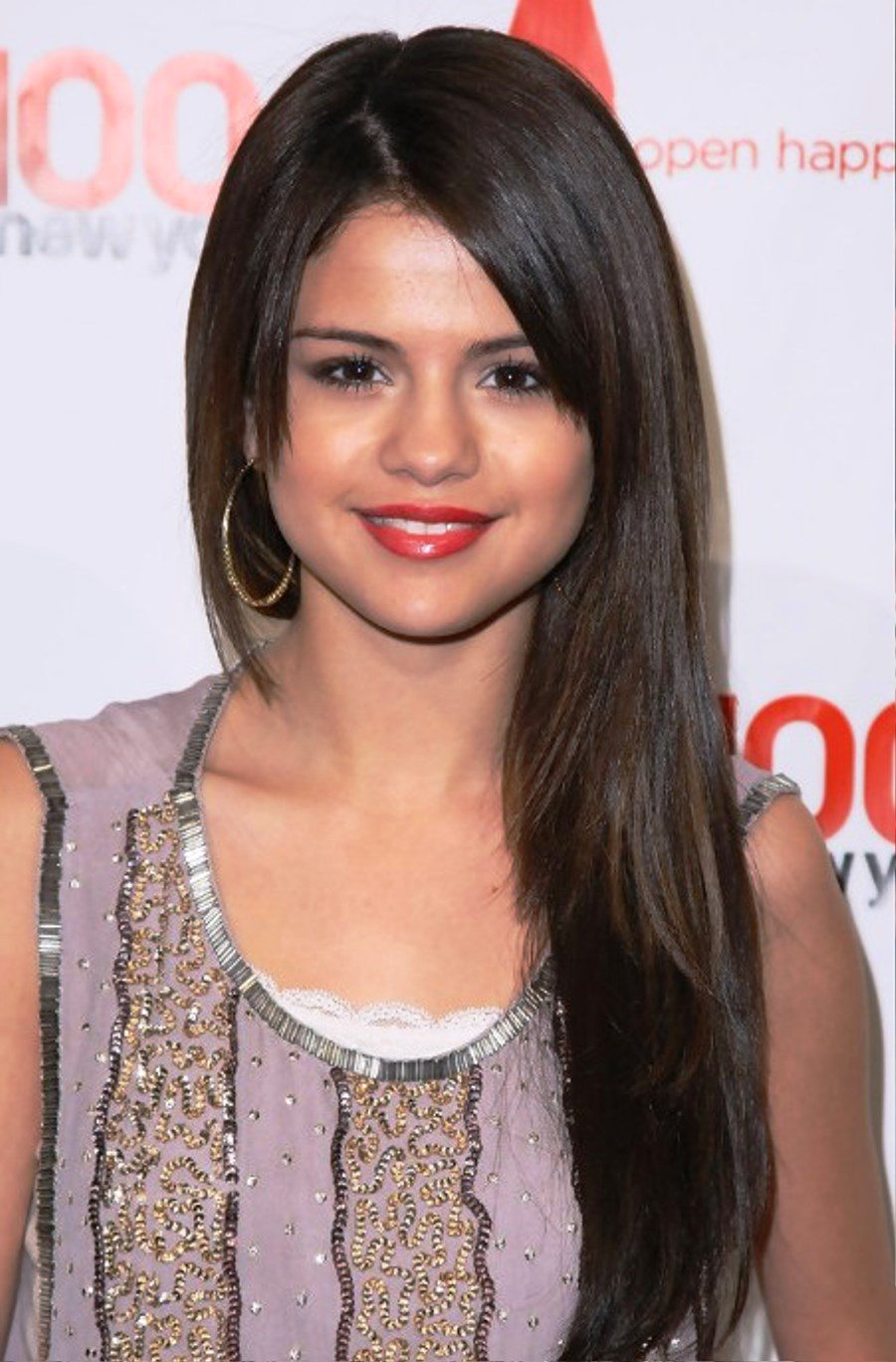 Selena Gomez Long Straight Hairstyle With Bangs