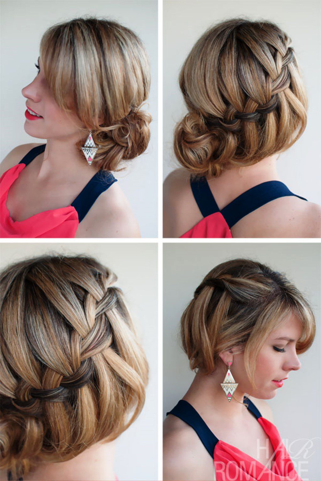 Sexy Loose Waterfall Braided Bun Updo