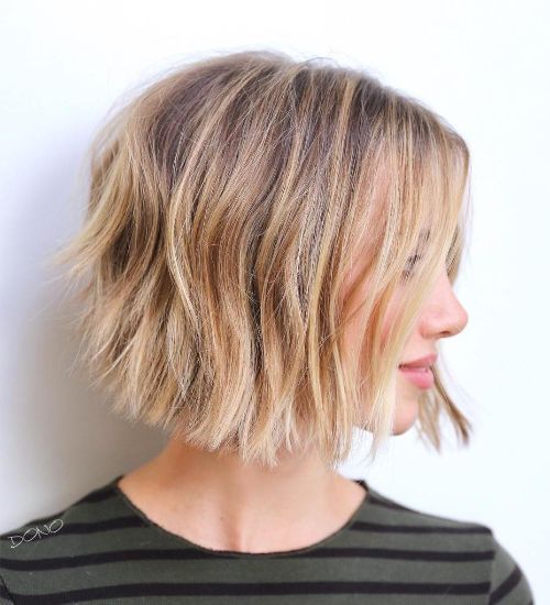 Short Bob with Razored Wavy Layers