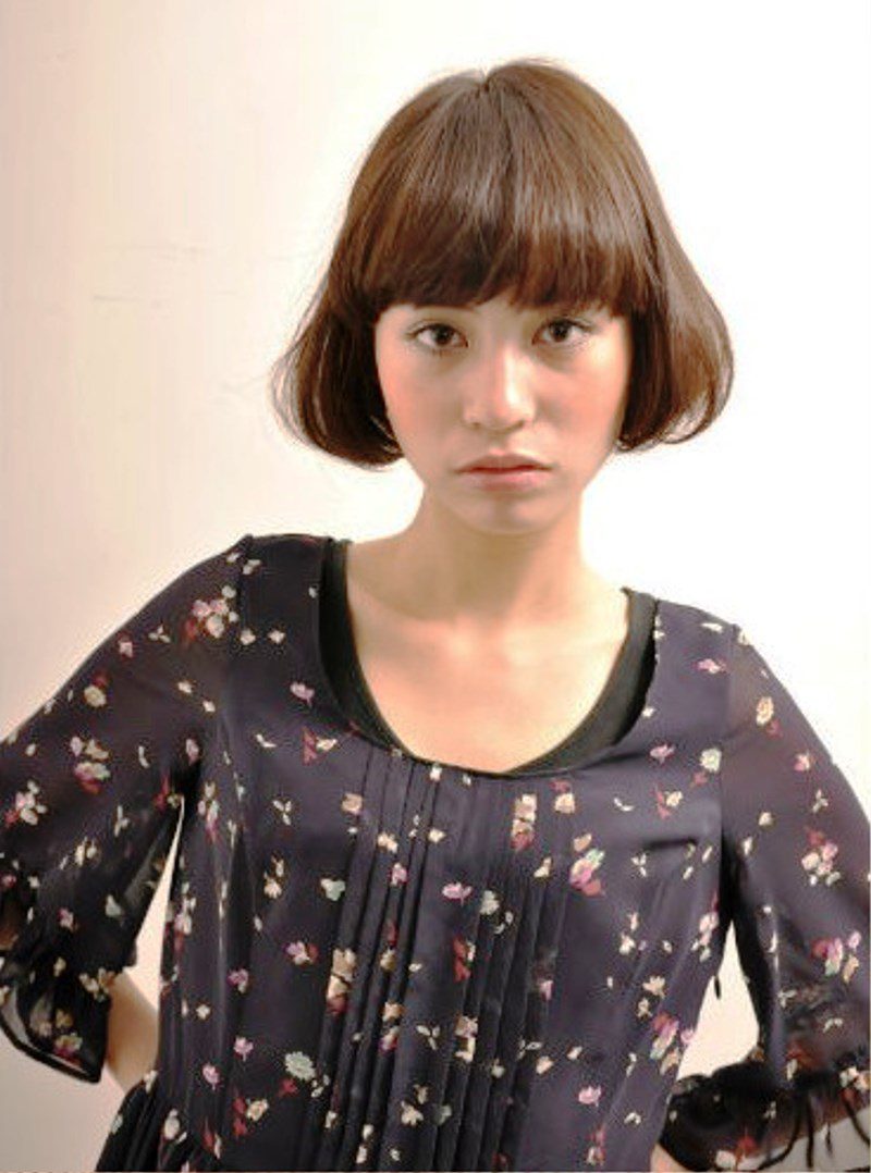 Short Japanese Hairstyle With Blunt Bangs